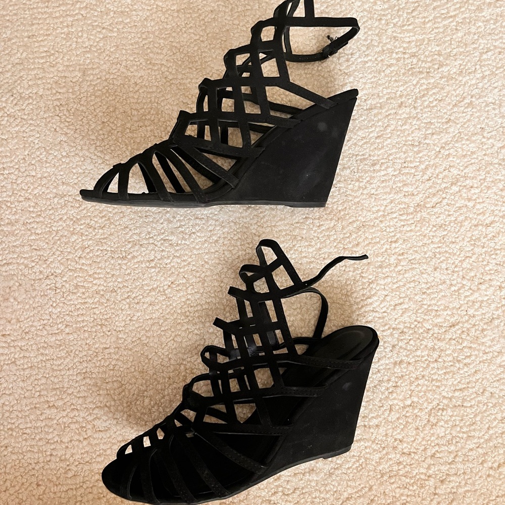 Charlotte Russe Black Cage Wedges